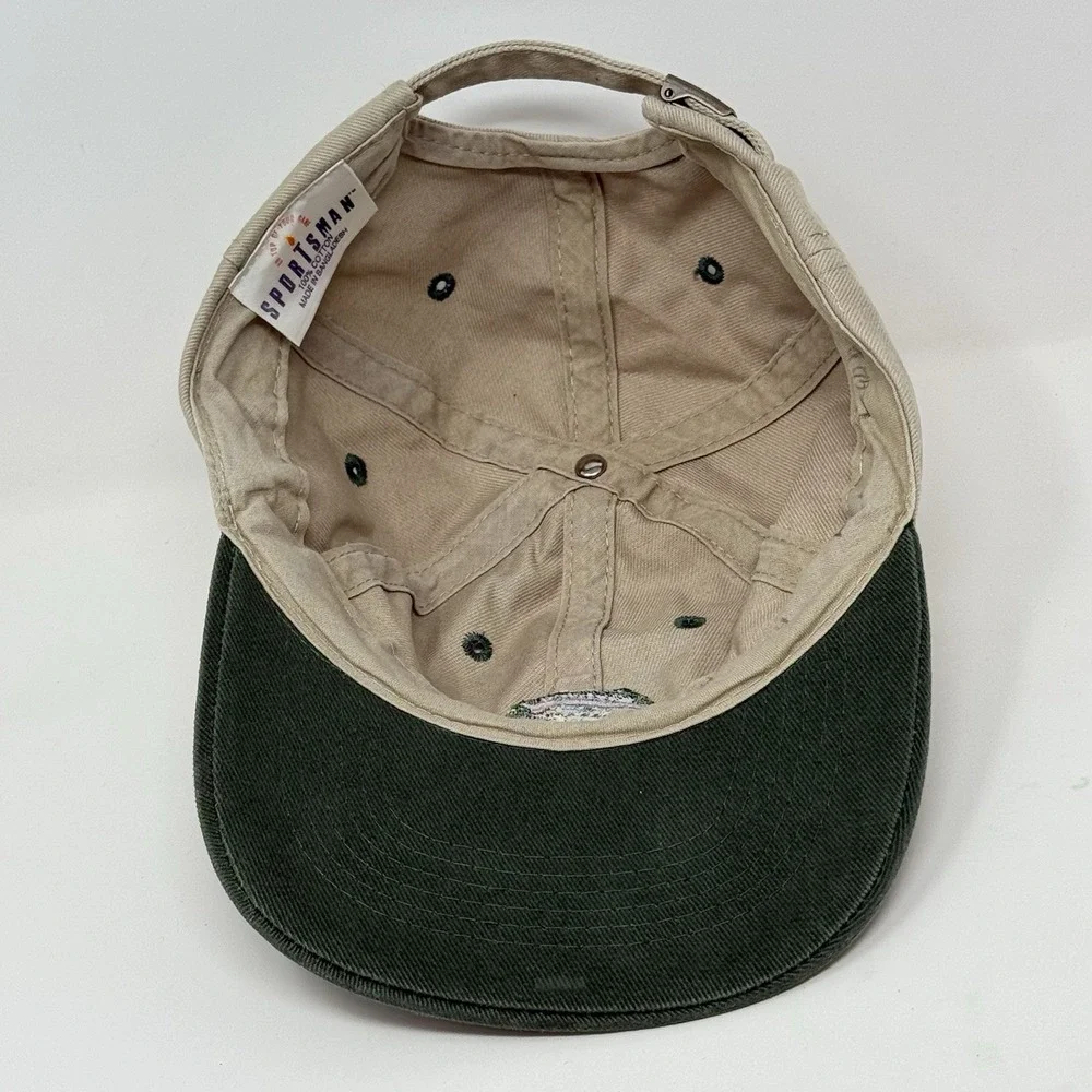 Vintage Sportsman Embroidered Trout Dad Hat Cap Strap Back‎ 100% Cotton Khaki